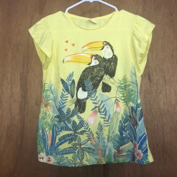 Zara Girls Collection Yellow printed top 11/12 - Picture 1 of 6